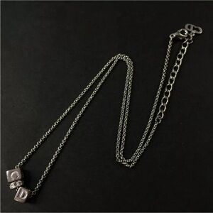 Christian Dior Cube CD Logo Rhinestone Silver Tone Pendant Necklace